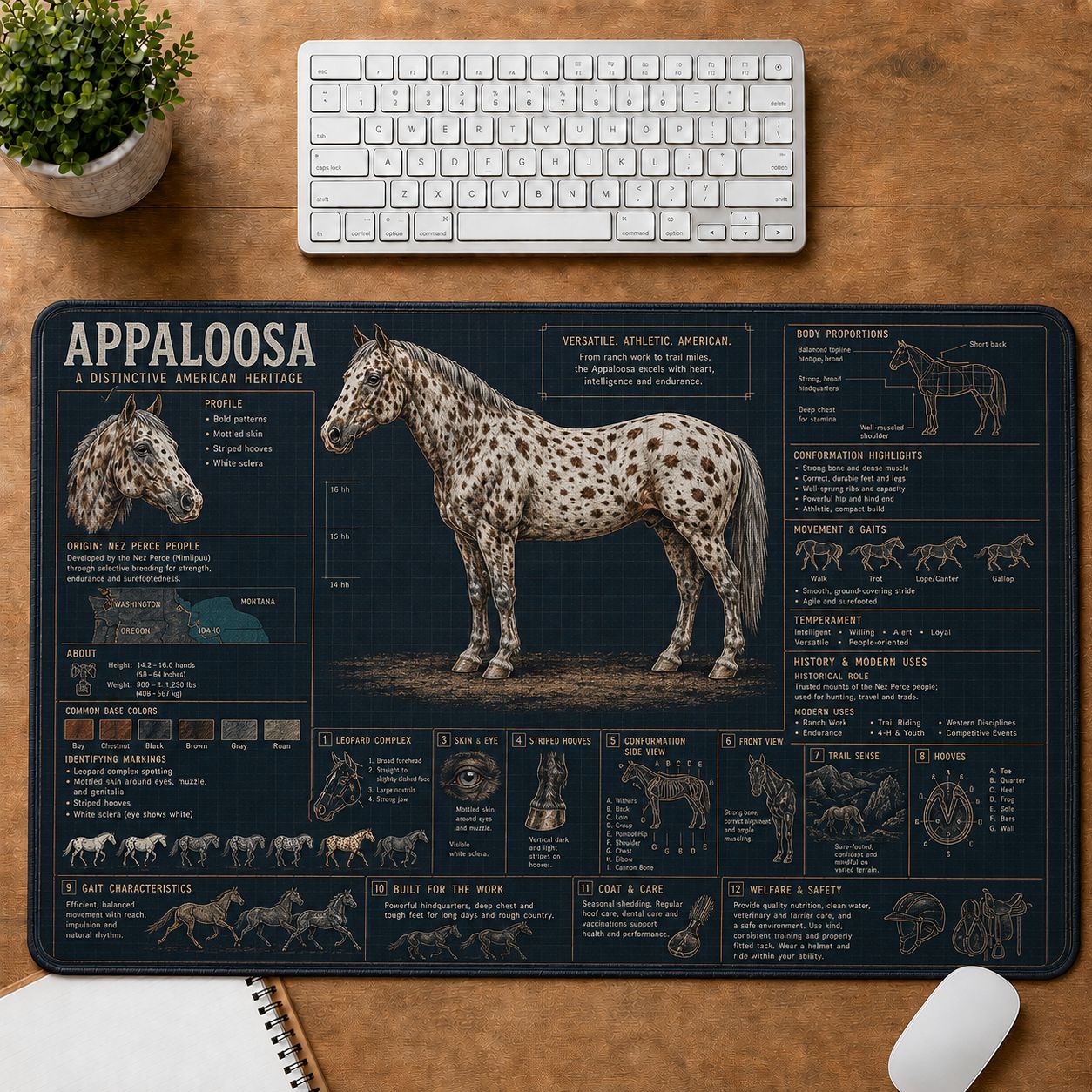 Appaloosa Horse Horse and Equestrian Visual Guide Desk Mat | 5To9Vibe