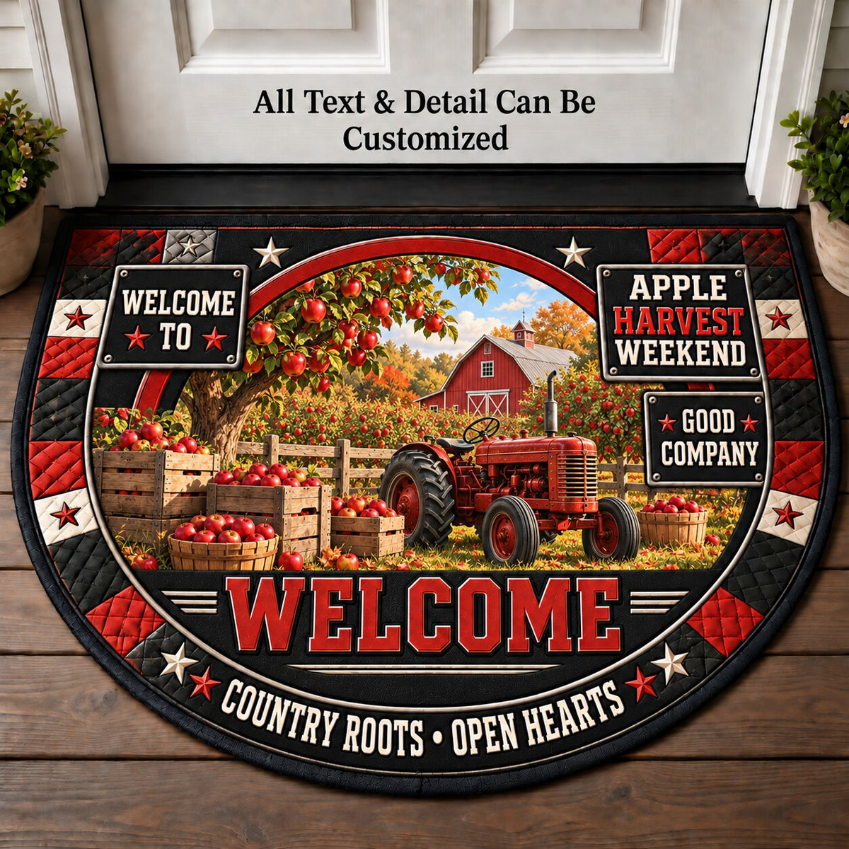 Apple Harvest Weekend Personalized Half Round Mat | 5To9Vibe
