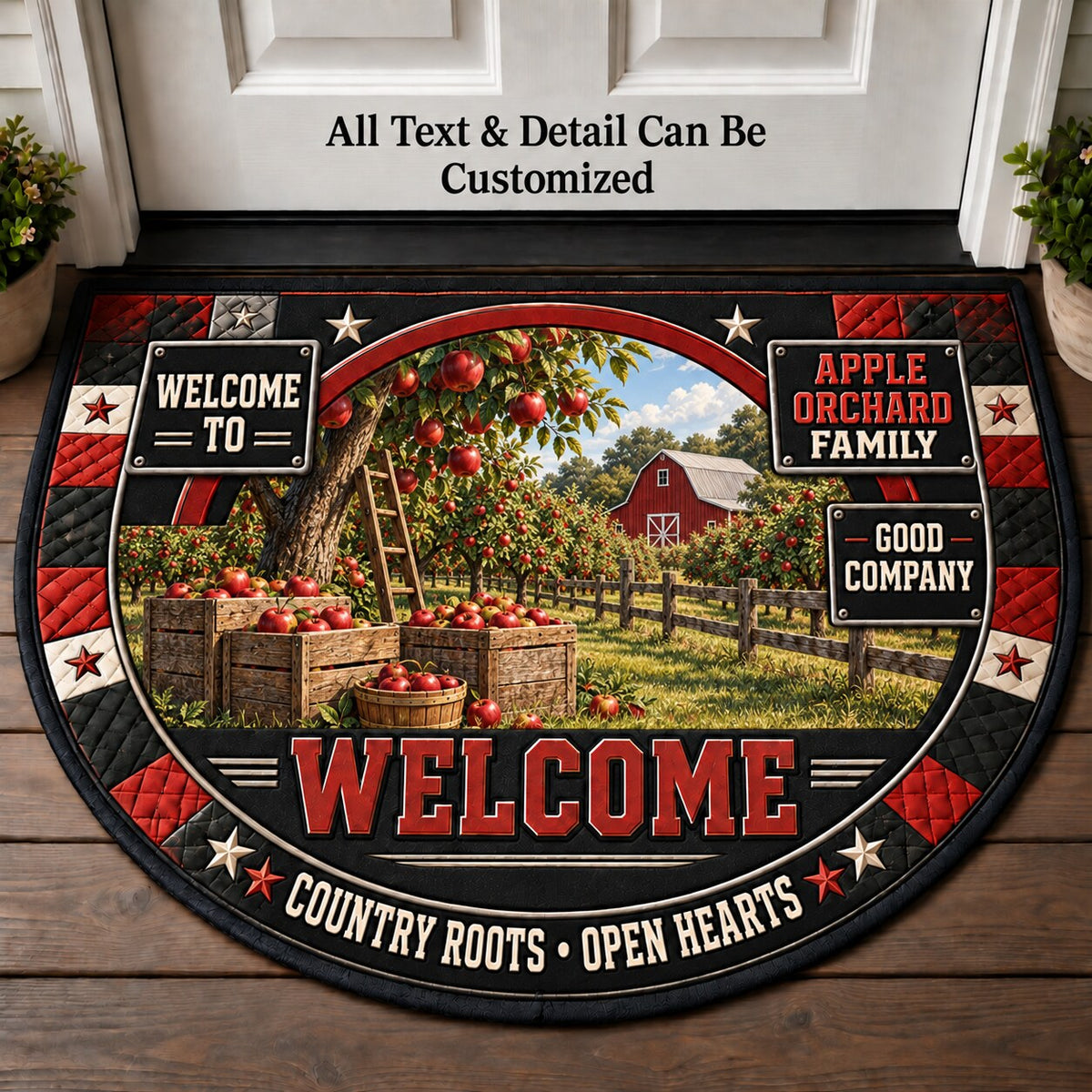 Apple Orchard Family Personalized Half Round Mat | 5To9Vibe