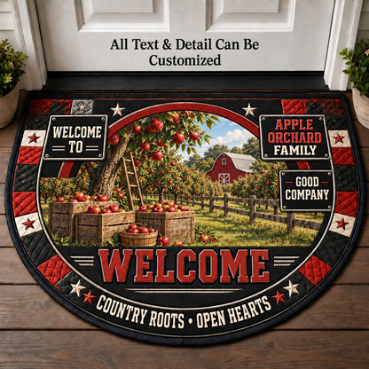 Apple Orchard Family Personalized Half Round Mat | 5To9Vibe