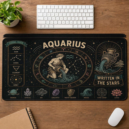 Aquarius Hippie Desk Mat Mouse Pad | 5To9Vibe - Aquarius style