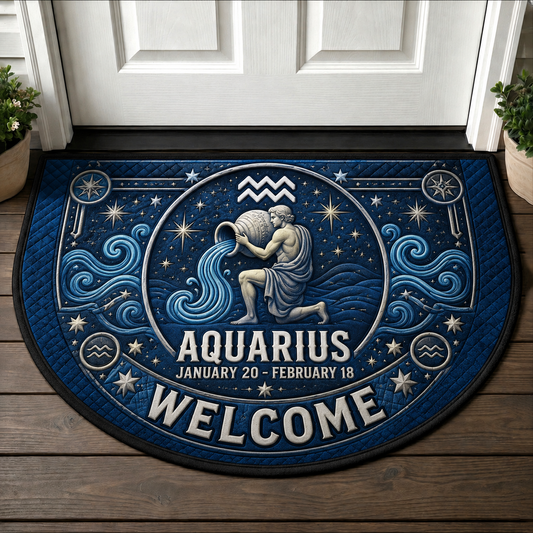 Aquarius Zodiac Welcome Mat - Water Bearer Astrology Celestial Doormat - 5to9vibe