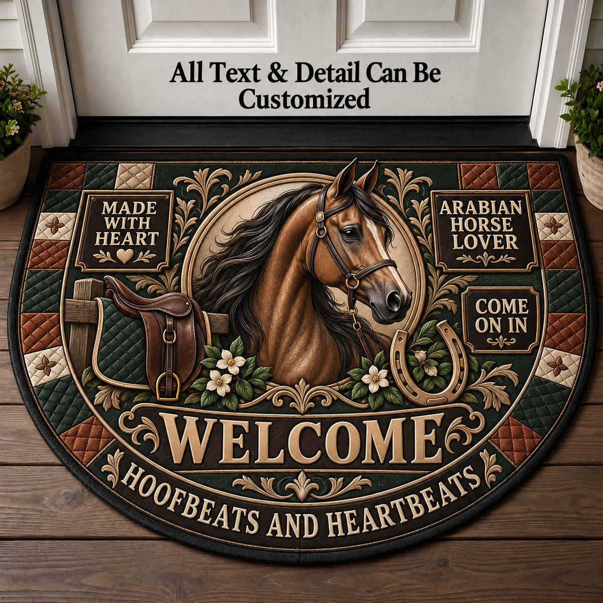 Arabian Horse Lover Personalized Half Round Mat | 5To9Vibe