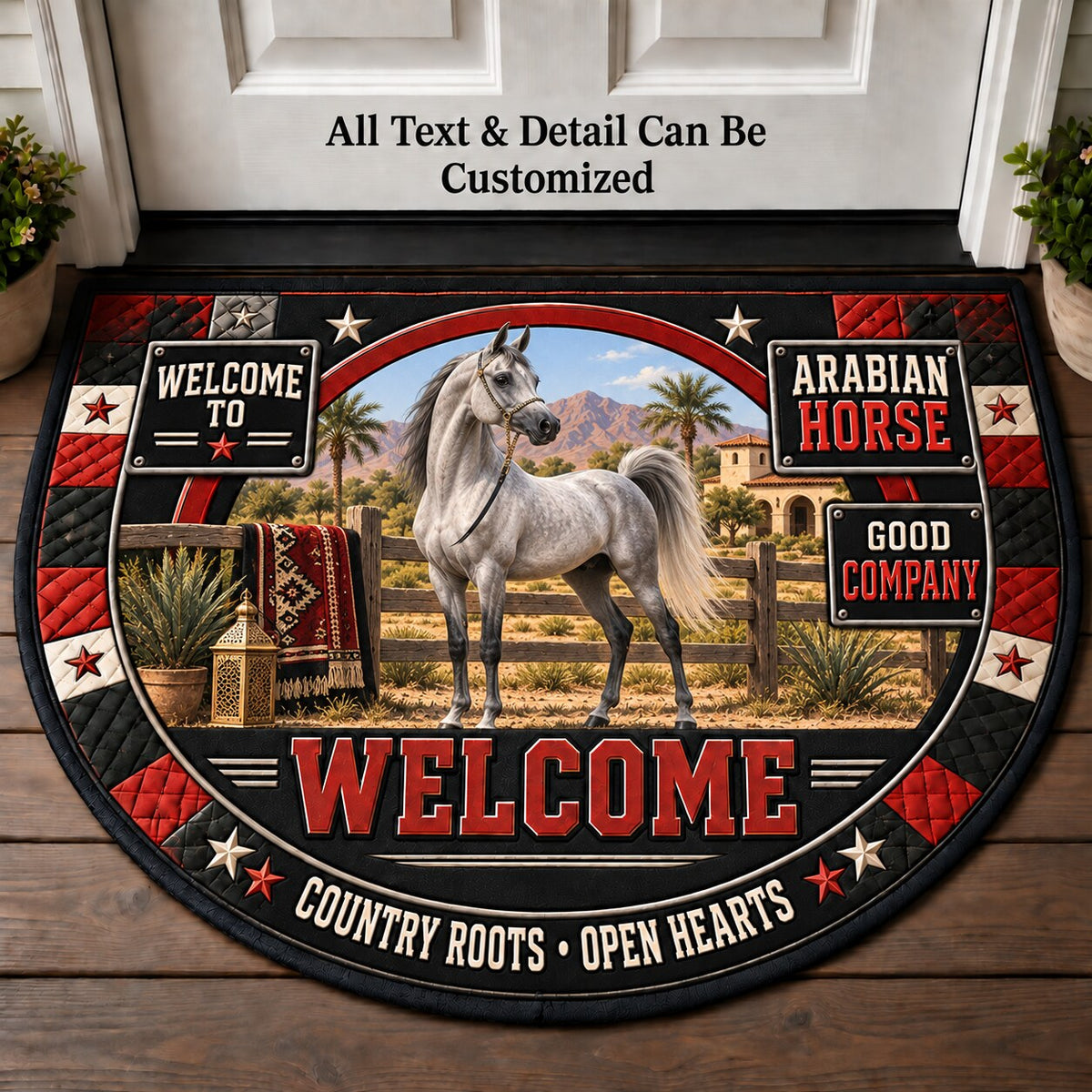 Arabian Horse Personalized Half Round Mat | 5To9Vibe