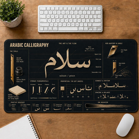 Arabic Calligraphy Creative Reference Guide Desk Mat | 5To9Vibe