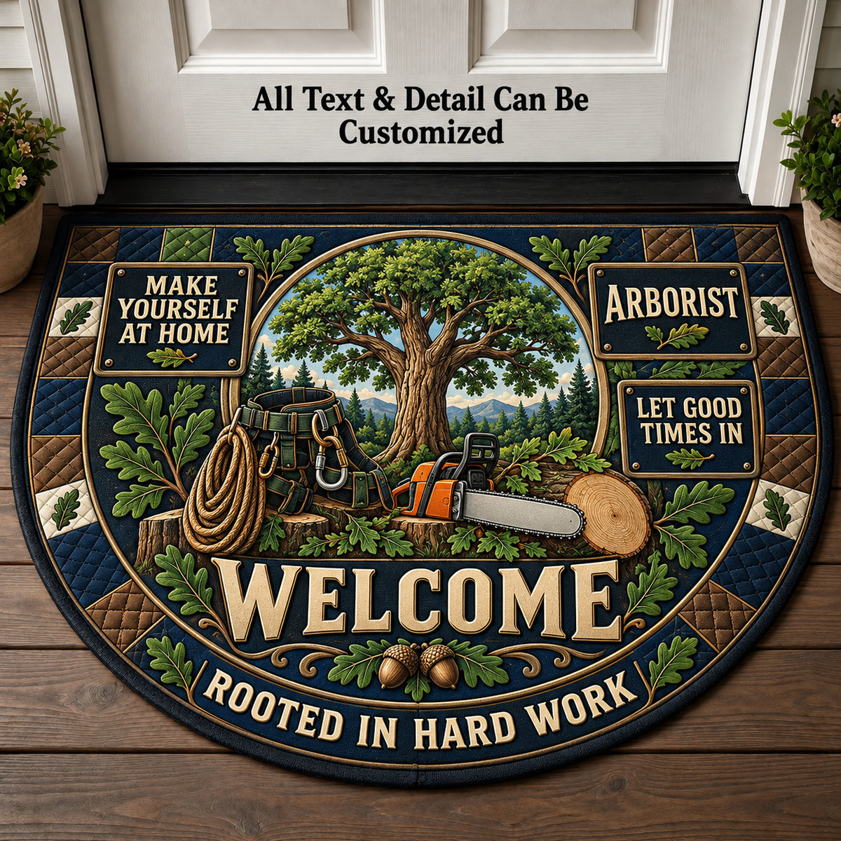 Arborist Personalized Half Round Mat | 5To9Vibe