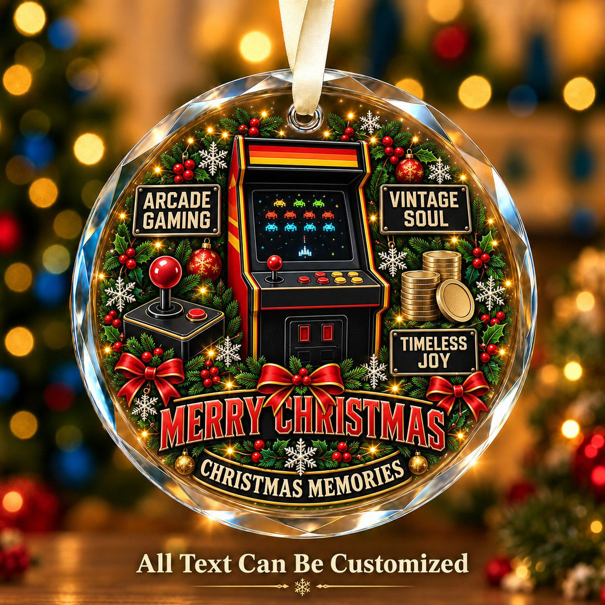 Arcade Gaming Personalized Glass Ornament | 5To9Vibe