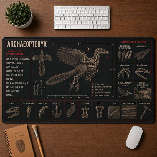 Archaeopteryx Dinosaur Blueprint Desk Mat | 5To9Vibe