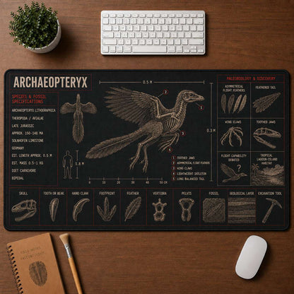 Archaeopteryx Dinosaur Blueprint Desk Mat | 5To9Vibe