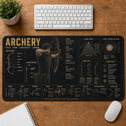 Archery Sports Visual Guide Desk Mat | 5To9Vibe