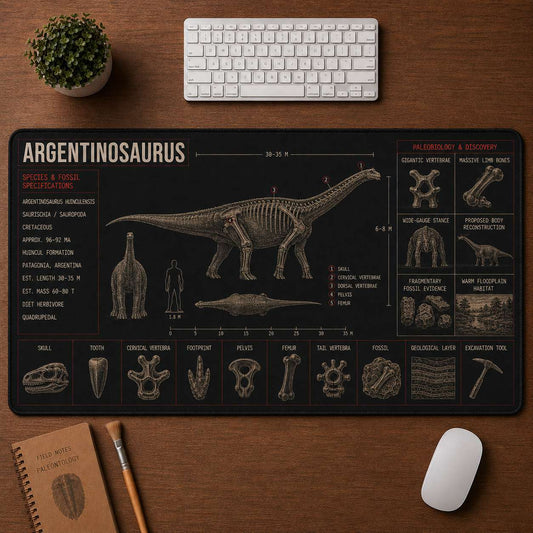 Argentinosaurus Dinosaur Blueprint Desk Mat | 5To9Vibe