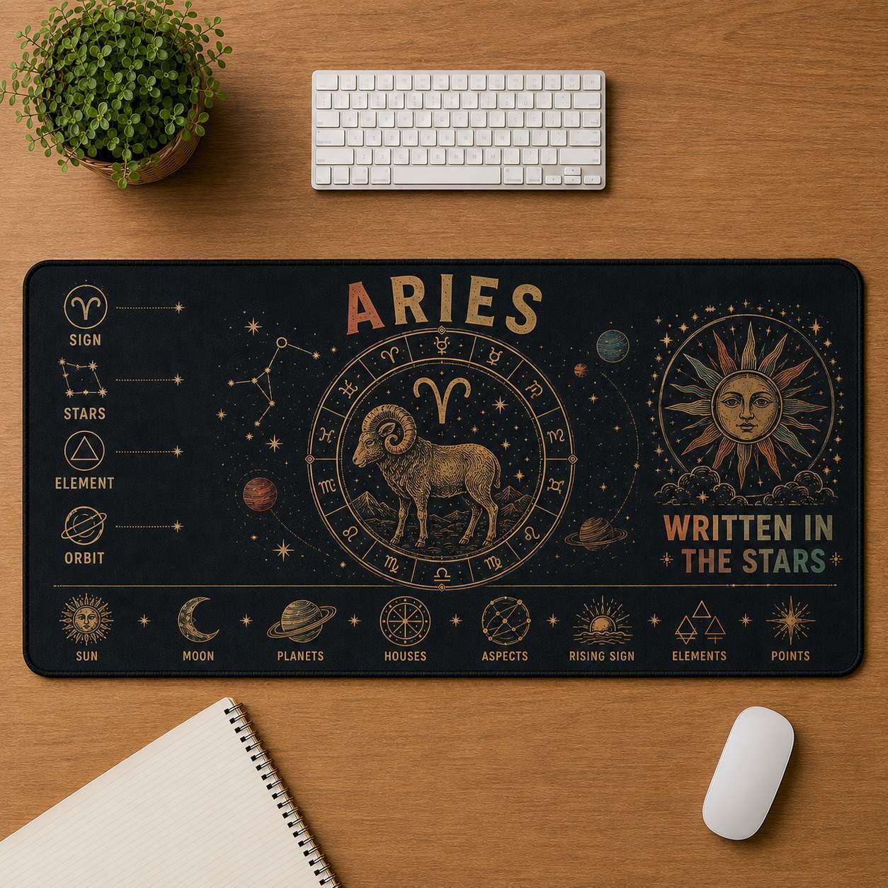 Aquarius Hippie Desk Mat Mouse Pad | 5To9Vibe - Aries style