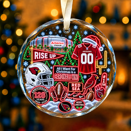 All Football Teams Christmas Neon Stadium Snow Glass Ornament With Gift Box - 5to9vibe
