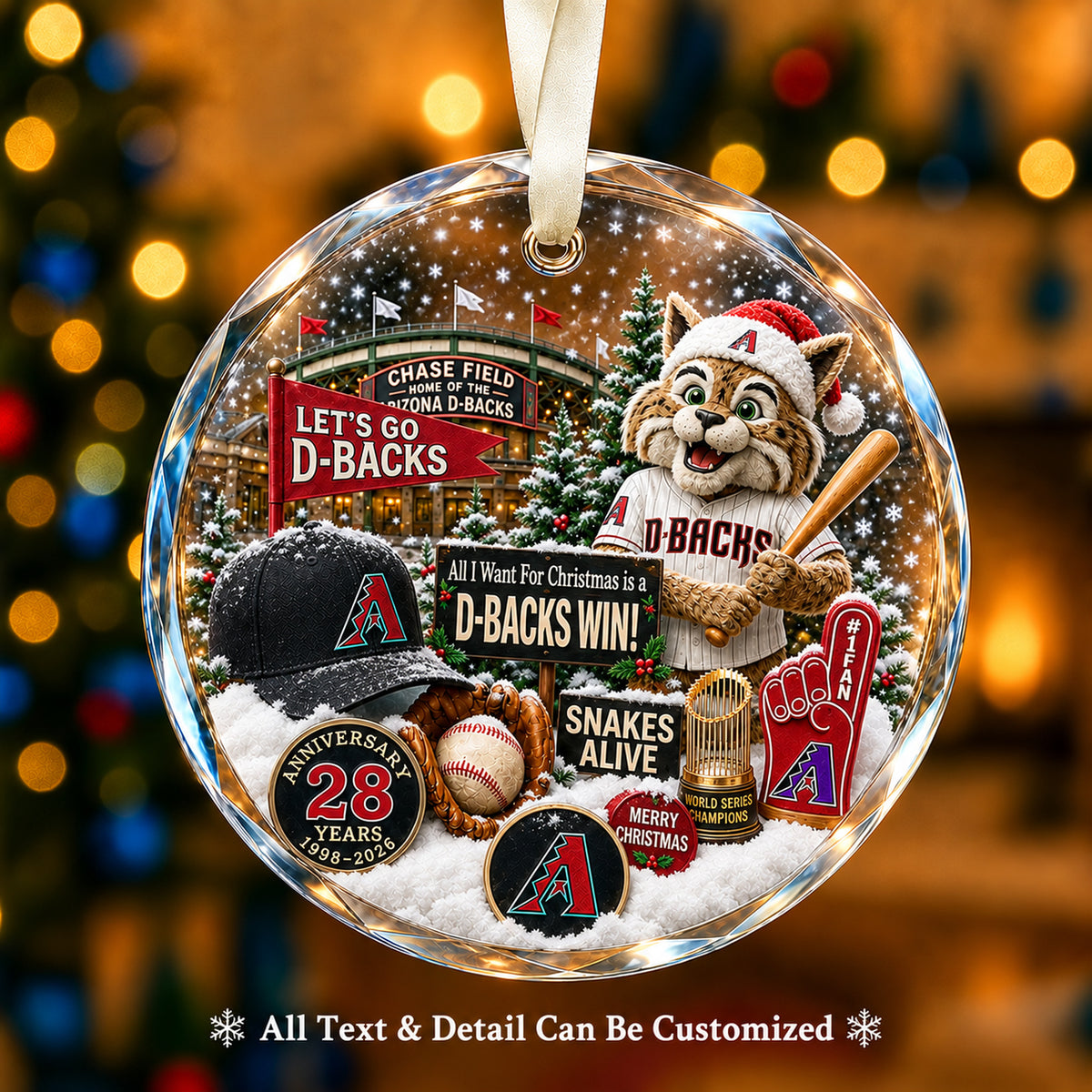 Baseball team Style 01 Glass Ornament mockup | 5To9Vibe
