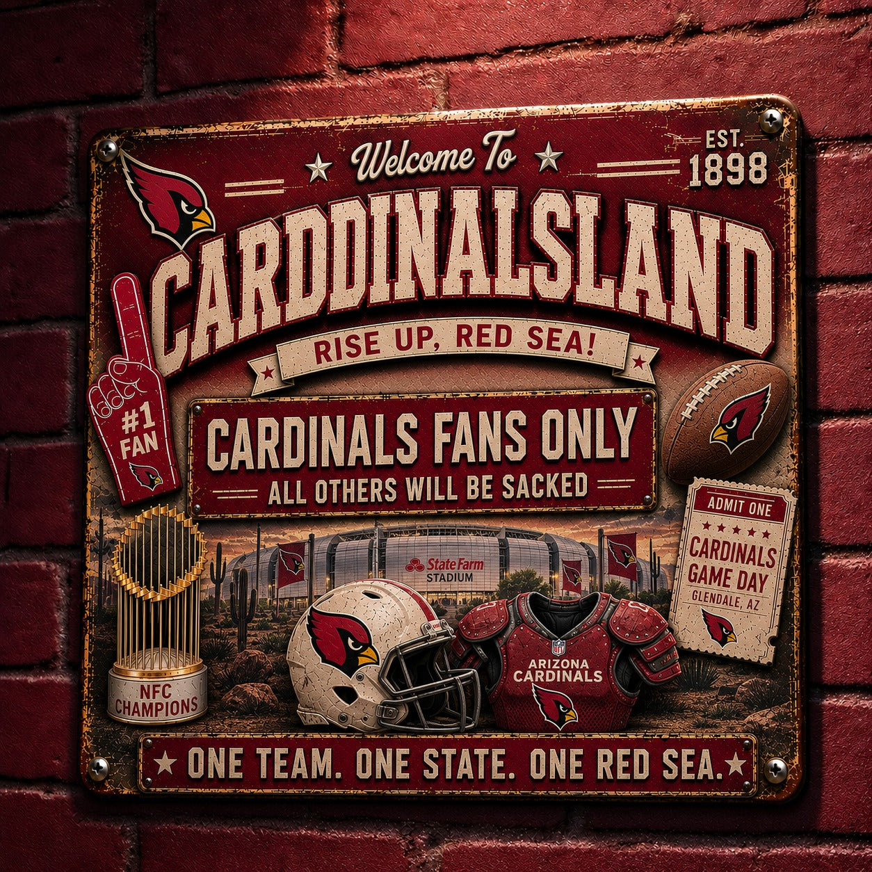 All Football Fans Teams Rustic Only Vintage Metal Sign - 5to9vibe