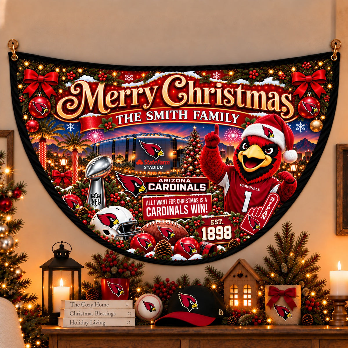 All Football Teams Personalized Christmas Night Bunting Flag - 5to9vibe