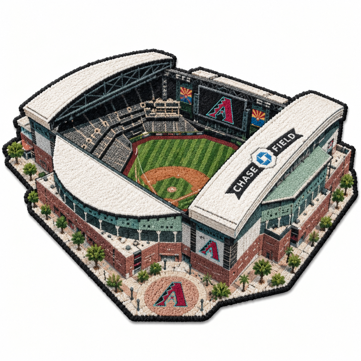 All Baseball Teams Stadium Baseball Fan Custom Quilted Print Premium Welcome Mat Washable Black Border – Personalized Baseball Doormat