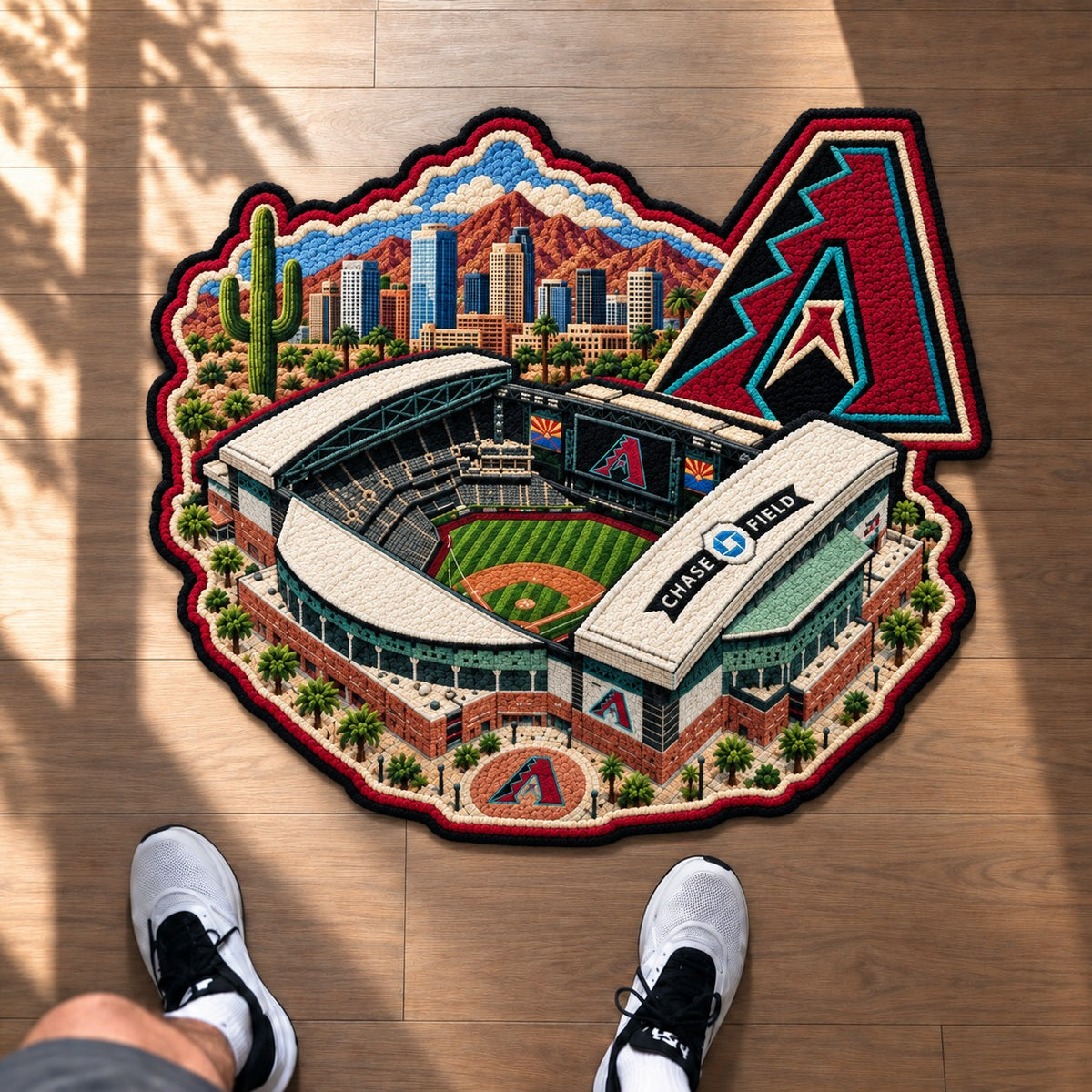 All Baseball Teams Logo Stadium Area Baseball Fan Custom Shape Rug Print Premium Welcome Mat Washable Black Border Personalized Baseball Custom Shape Rug