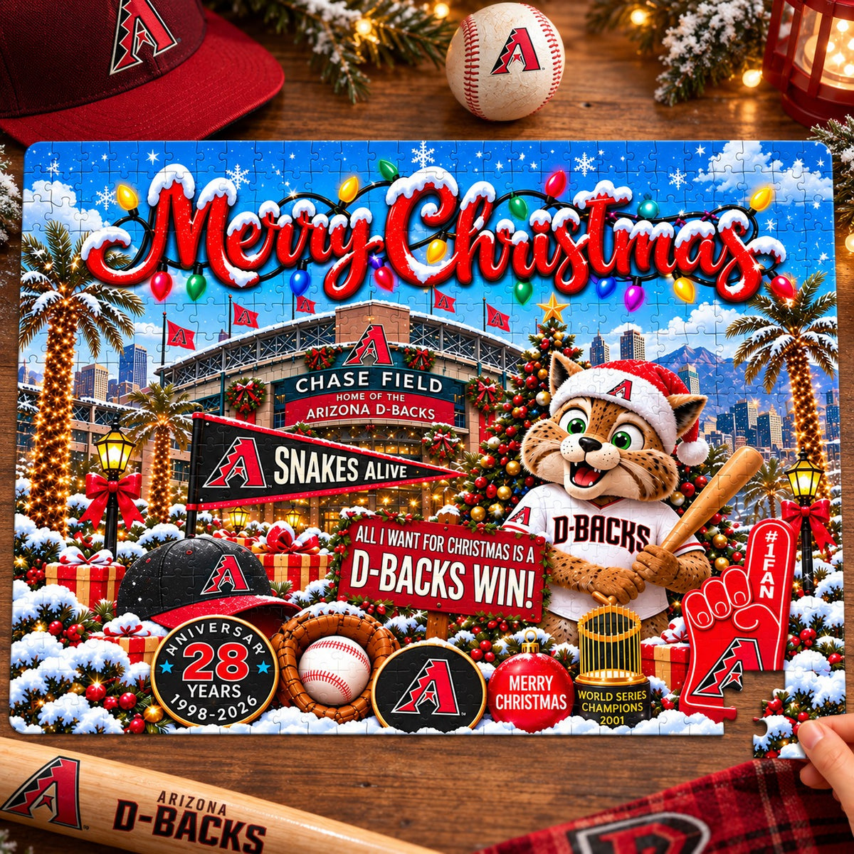 All Baseball Teams Baseball Stadium Personalized  Christmas Jigsaw Puzzle – Choose Your Team, 500 Pieces