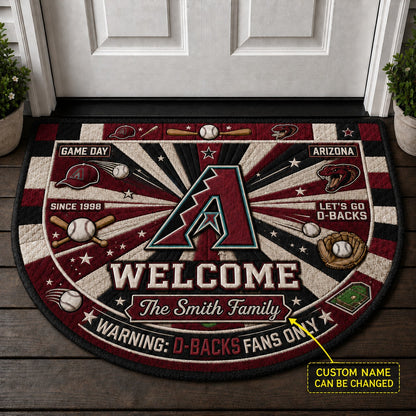 Official-Inspired Baseball Fan Custom Quilted Print Premium Welcome Mat Washable Black Border – Personalized Baseball Doormat