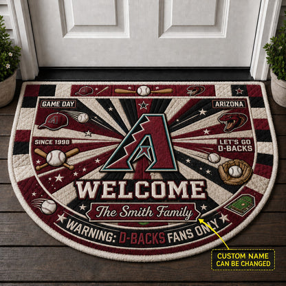 Official-Inspired Baseball Fan Custom Quilted Print Premium Welcome Mat Washable Black Border – Personalized Baseball Doormat