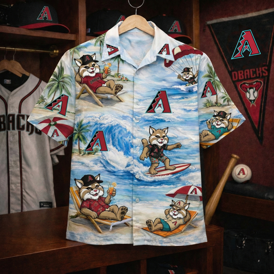 AD Baseball Mascot Beach Viber Button-Up Unisex Hawaiian Shirt For Men & Women