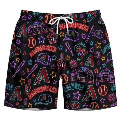 All Baseball Teams Neon Pattern Vibe Summer Party Button-Up Unisex Hawaiian Shirt For Men and Women