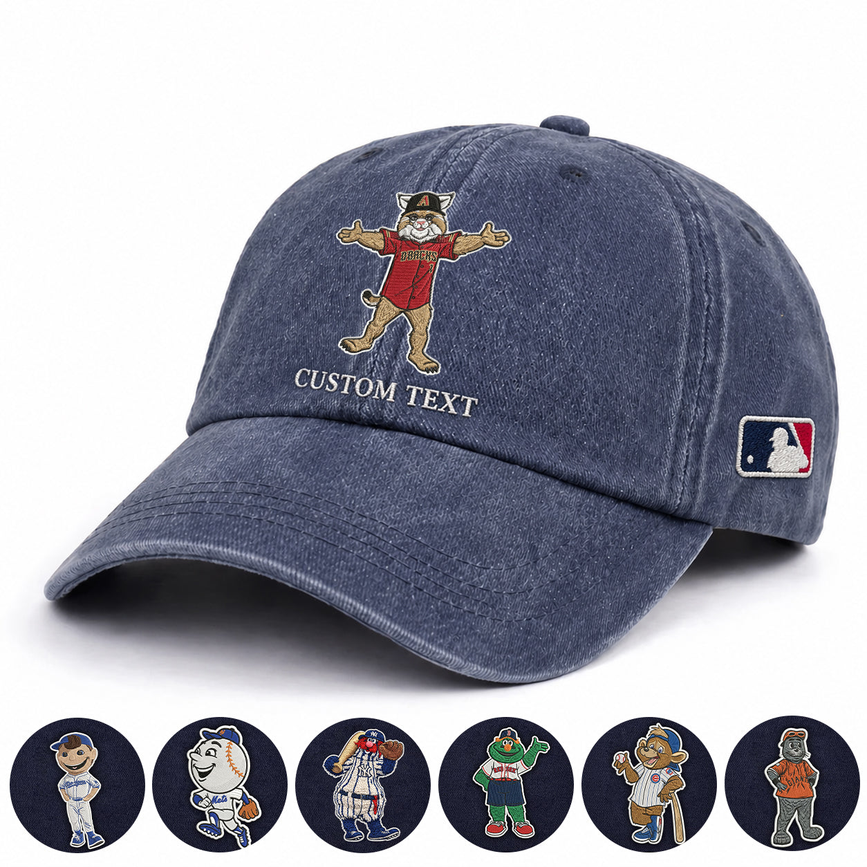 Mascots Baseball Cap All Teams Embroidered Logo Premium Wash Cap