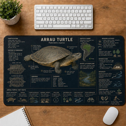 Arrau Turtle Turtle and Tortoise Species Guide Desk Mat | 5To9Vibe