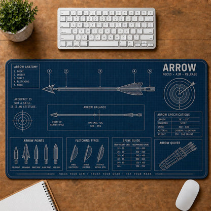 Archery Arrow Sports Technique Guide Desk Mat | 5To9Vibe
