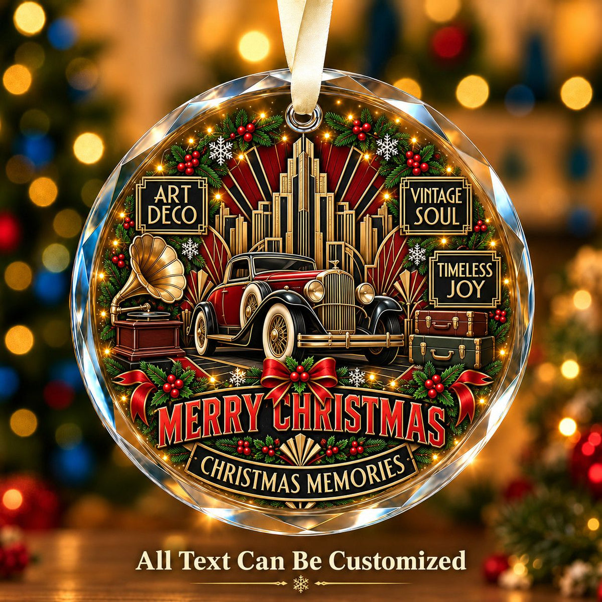 Art Deco Personalized Glass Ornament | 5To9Vibe