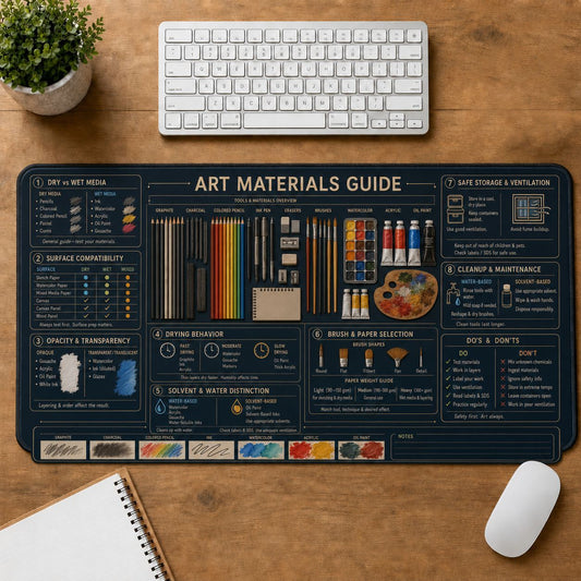 Art Materials Guide Creative Reference Guide Desk Mat | 5To9Vibe