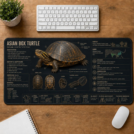 Asian Box Turtle Turtle and Tortoise Species Guide Desk Mat | 5To9Vibe