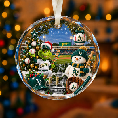 Adorno de vidrio de béisbol, 3 unidades con caja de regalo, equipo de béisbol de Navidad - Adorno de vidrio