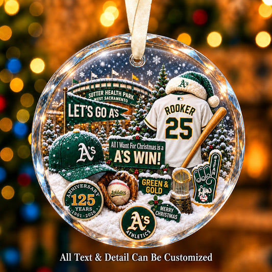 Athletics Jersey Snow Globe Glass Ornament
