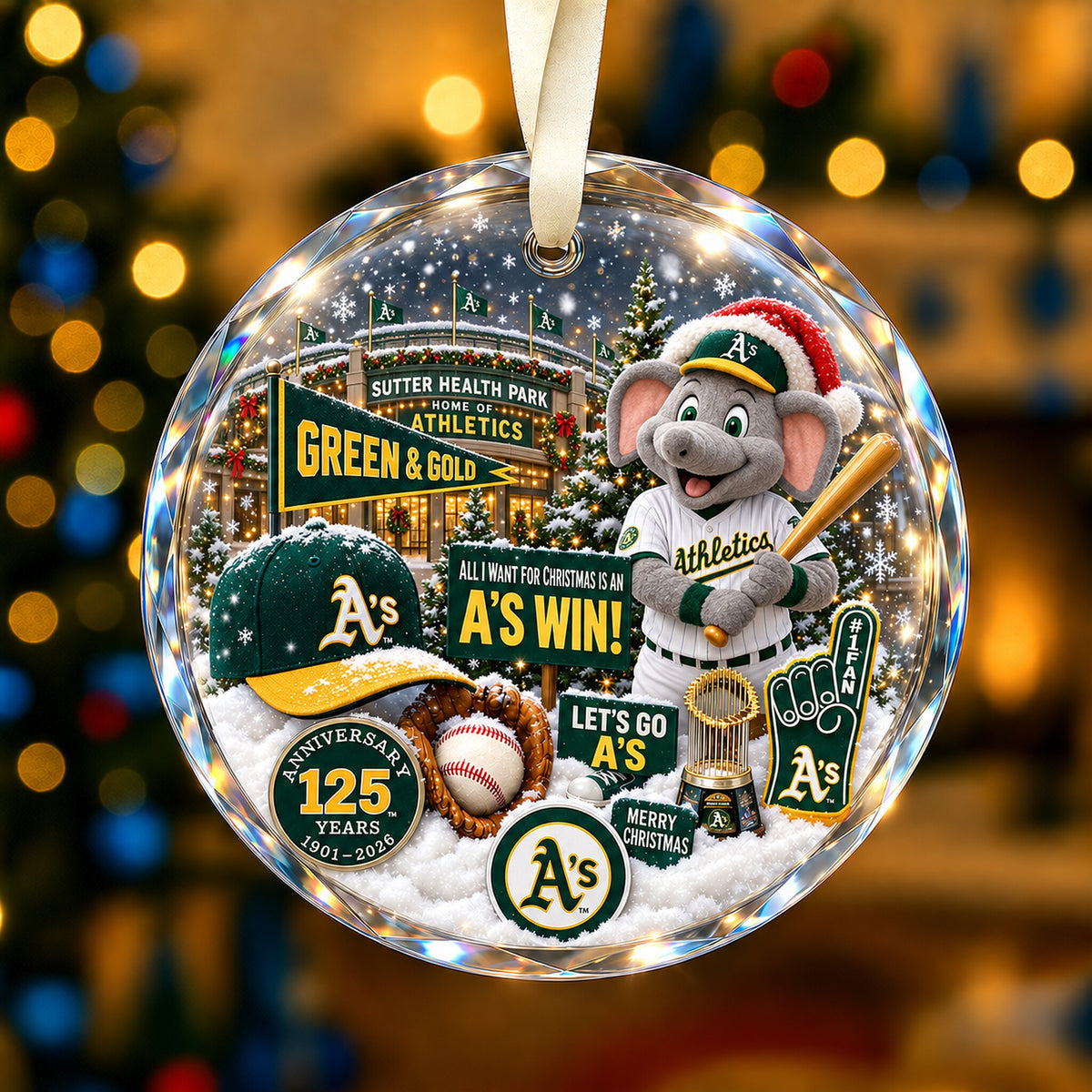 All Baseball Teams Christmas Snow Vibe Round Glass Ornament  With Red Gift Box | 5to9vibe
