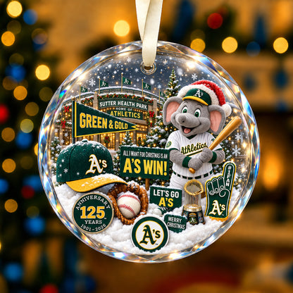 All Baseball Teams Christmas Snow Vibe Round Glass Ornament  With Red Gift Box | 5to9vibe
