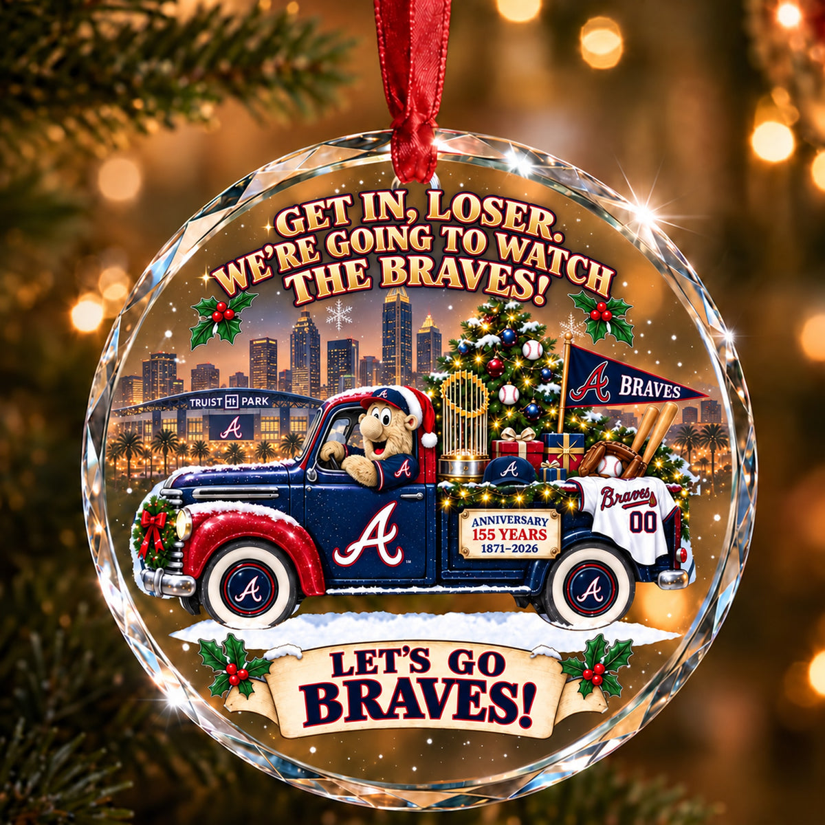 Baseball team Style 03 Glass Ornament mockup | 5To9Vibe
