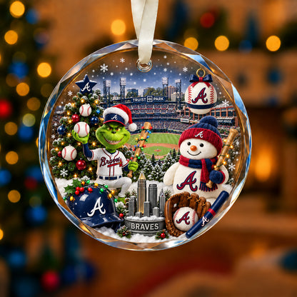 Adorno de vidrio de béisbol, 3 unidades con caja de regalo, equipo de béisbol de Navidad - Adorno de vidrio