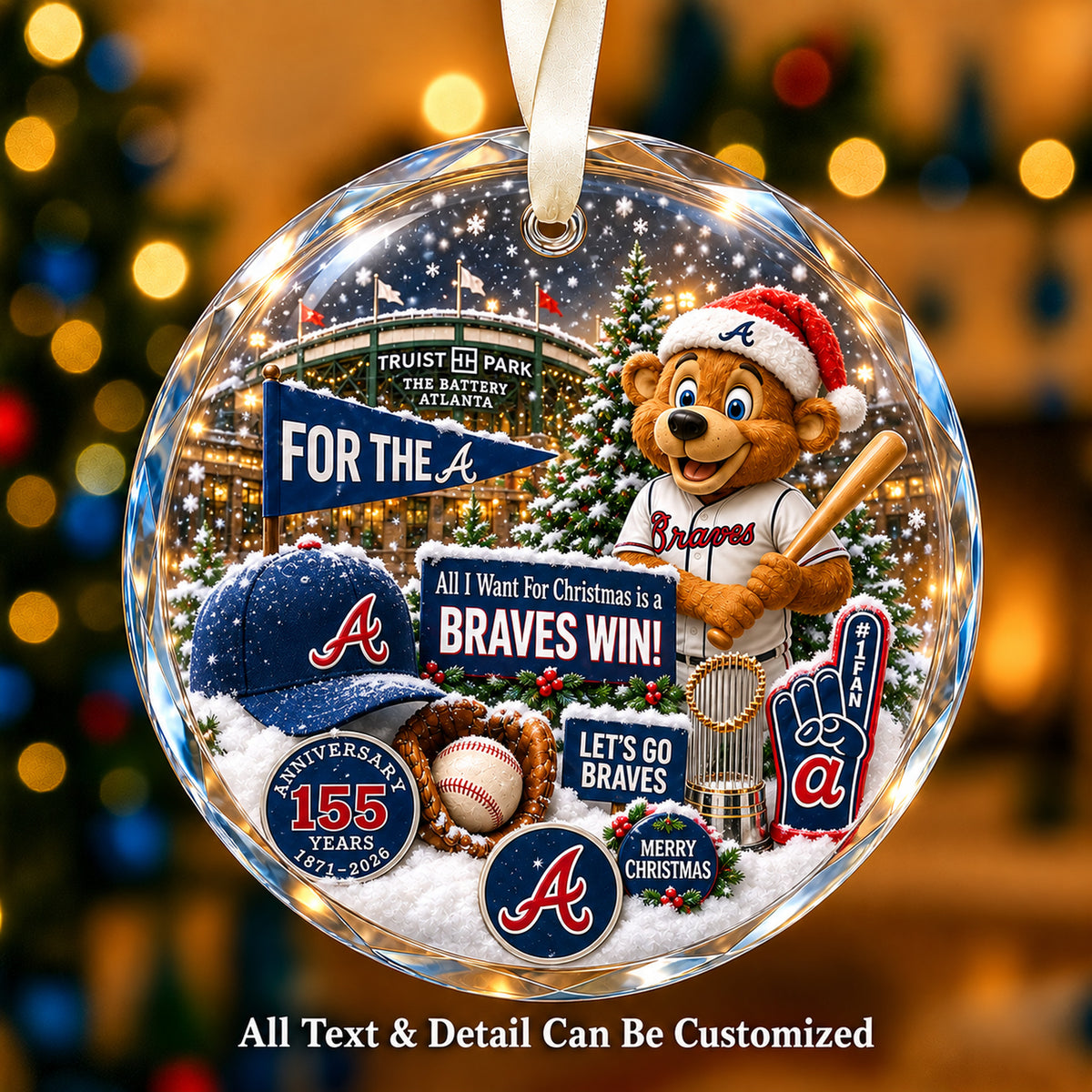 Baseball team Style 03 Glass Ornament mockup | 5To9Vibe