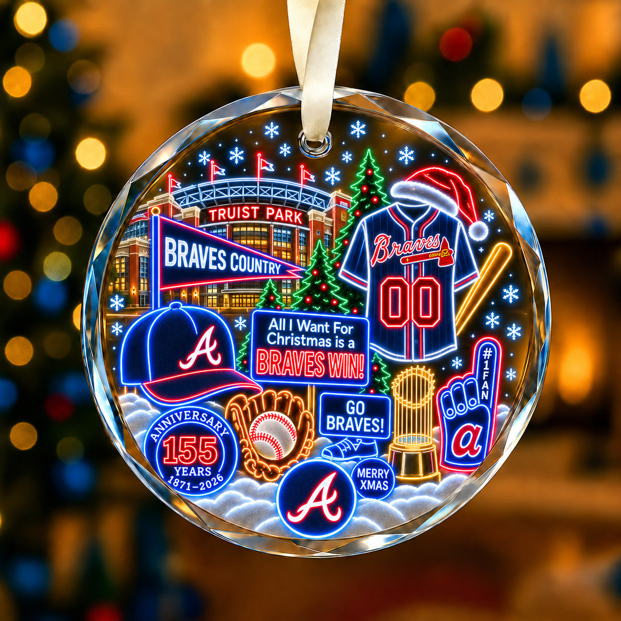 Adorno de vidrio de béisbol, 3 unidades con caja de regalo, equipo de béisbol de Navidad - Adorno de vidrio
