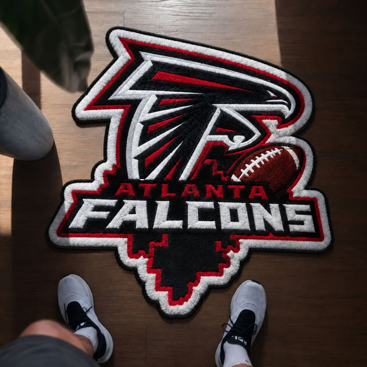 All Football Teams Logo Trophy City Map Football Fan Custom Shape Rug Print Premium Welcome Mat Washable Black Border Personalized Football Custom Shape Rug
