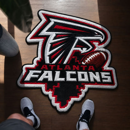 All Football Teams Logo Trophy City Map Football Fan Custom Shape Rug Print Premium Welcome Mat Washable Black Border Personalized Football Custom Shape Rug