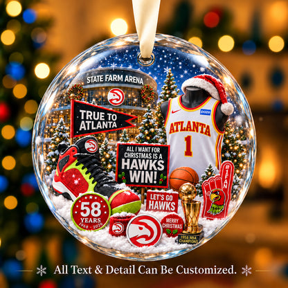 Atlanta Hawks Jersey Snow Globe Glass Ornament