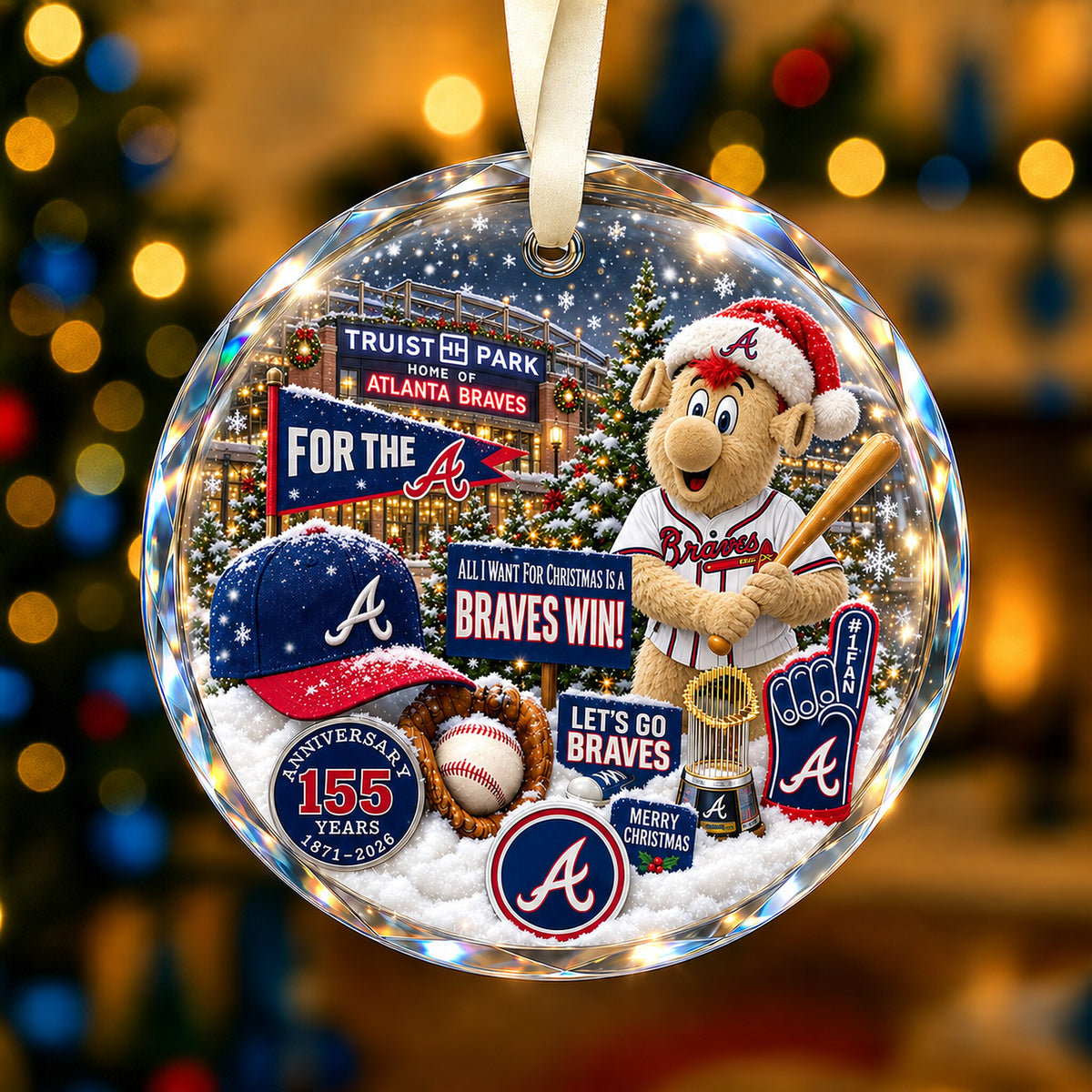 All Baseball Teams Christmas Snow Vibe Round Glass Ornament  With Red Gift Box | 5to9vibe