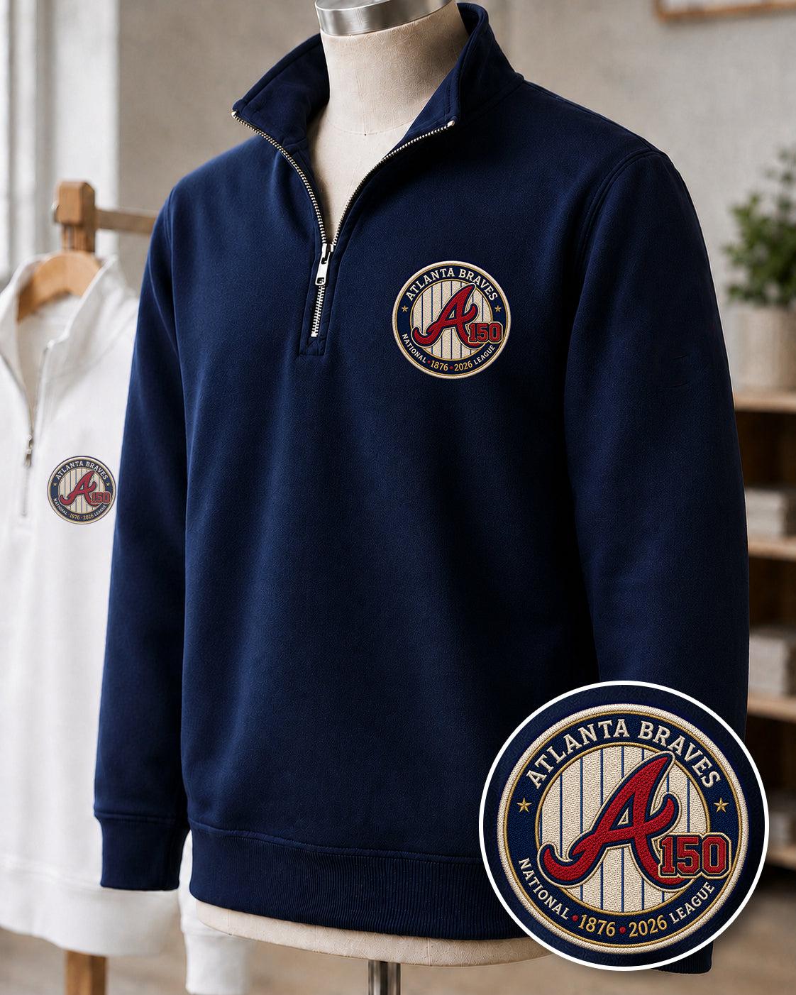 All Baseball Teams Embroidered Logo Anniversary  Premium Quarter Zip Sweatshirt, Inspired Quarter Zip Sweater, Unisex Baseball Sweatshirt