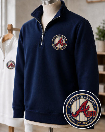 All Baseball Teams Embroidered Logo Anniversary  Premium Quarter Zip Sweatshirt, Inspired Quarter Zip Sweater, Unisex Baseball Sweatshirt