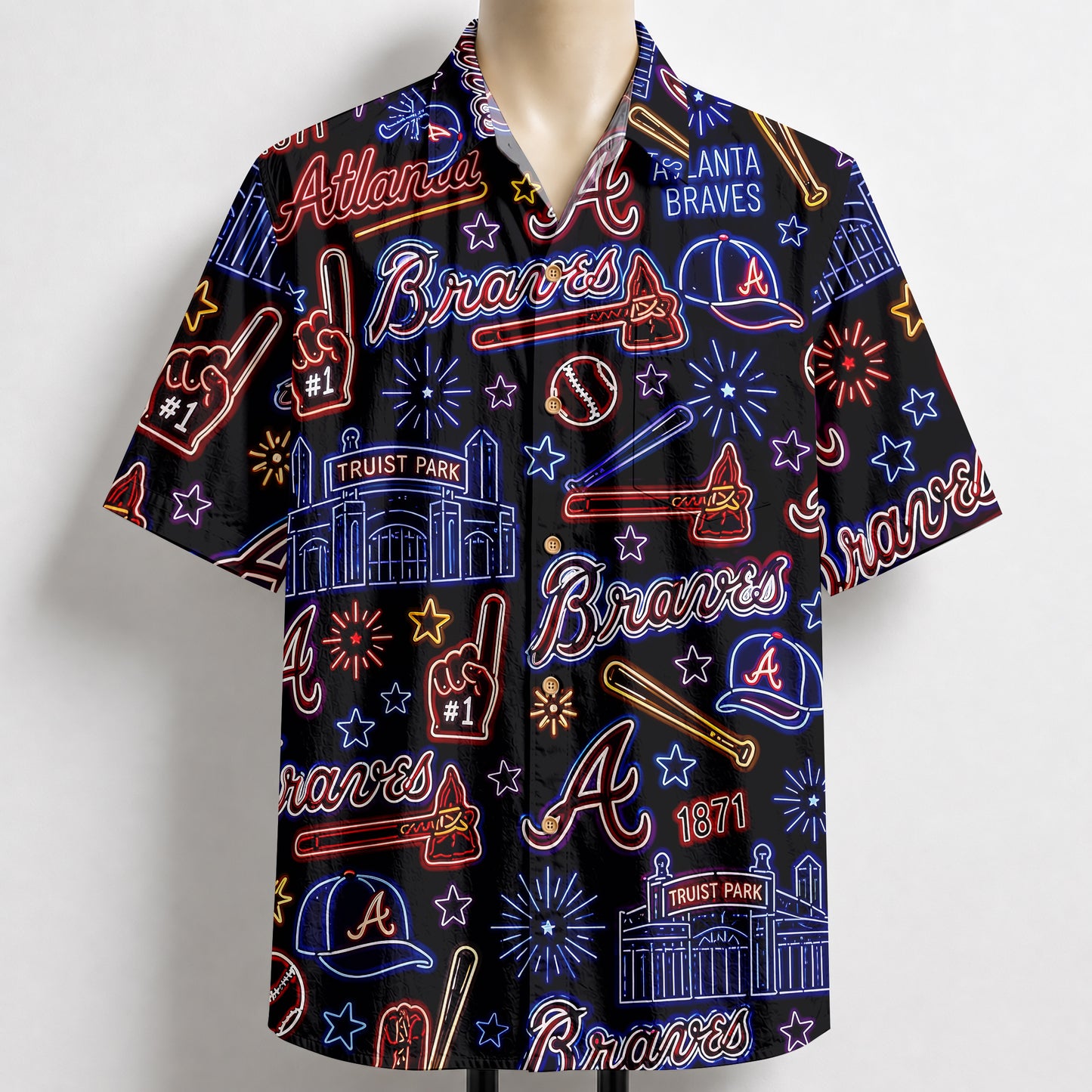 SLC Baseball Teams Neon Pattern Vibe Summer Party Button-Up Unisex Hawaiian Shirt For Men and Women