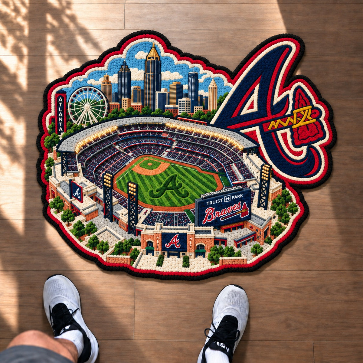 All Baseball Teams Logo Stadium Area Baseball Fan Custom Shape Rug Print Premium Welcome Mat Washable Black Border Personalized Baseball Custom Shape Rug