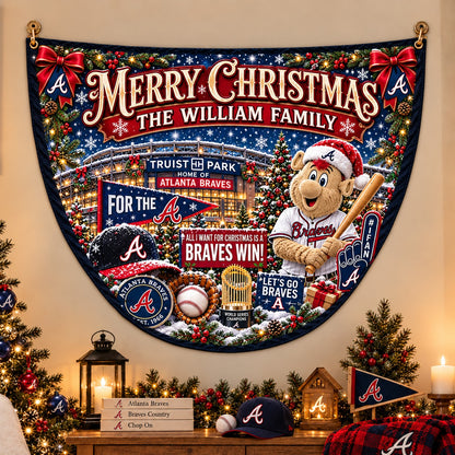 All Baseball Teams Personalized Christmas Night Bunting Flag - 5to9vibe